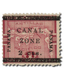 CZ17 - 1906 2c on 1p Map of Panama, Lake, Canal Zone Overprint Type d