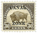 CZ93 - 1925 30c American Buffalo, Olive Brown, Canal Zone Overprint Type B, Perf. 11