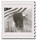 TD119 - 1989 Gray, Test Stamp, Flag and Eagle Over Trees, Perf. 10 Vertically