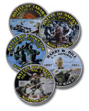 MCN167 - World War II Color Enhanced Coins on US Half-Dollars, Collection of 5 Coins