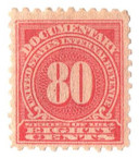 R216 - 1914 80c U.S. Internal Revenue Stamp, Rose, Double Line Watermark, Perf. 10