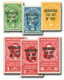RJM1//7 - 1937-62 $1, $5 & $10 Marihuana Revenues, Collection of 6 Stamps with FREE Pages & Mounts