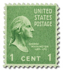 804 - 1938 1c Washington, Green, Perf. 11x10.5