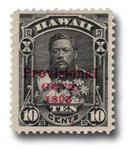 H61f - 1893 10c King David Kalakaua, Black, Hawaii, Double Red Overprint III