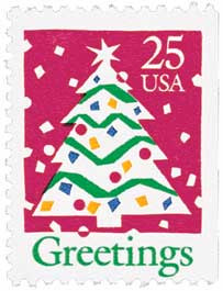 2516 1990 25c Christmas Tree Greetings Booklet Single Mystic 2516-1990-25c-christmas-tree-greetings-booklet-single-mystic
