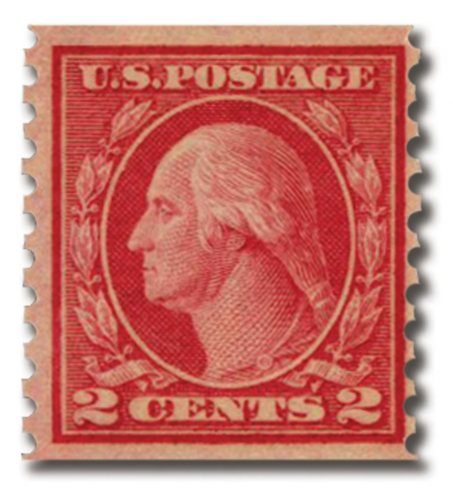 Watermark Single Line 449 - 1915 2c Washington, Red, Single Line Watermark, Type I, Perf. 10 ...