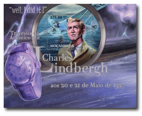 M12148 - 2012 $175 Charles Lindbergh, Crossing the Atlantic, Mint Souvenir Sheet, Mozambique