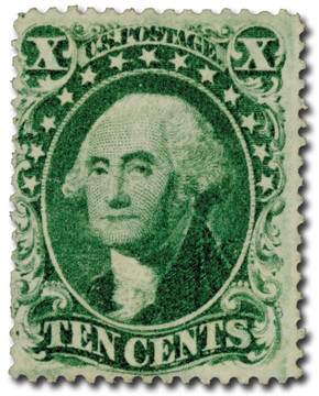 34 - 1857-61 10c Washington, Green, Type IV, Perf. 15.5