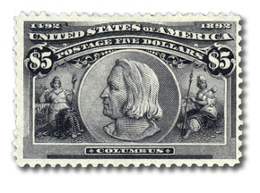 237 - 1893 10c Columbus Presenting Natives, Black Brown - Mystic