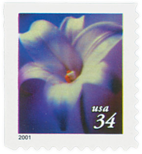 3487 - 2000 34c Lilies: Longiflorum, 10.25 x 10.75 perf, booklet single
