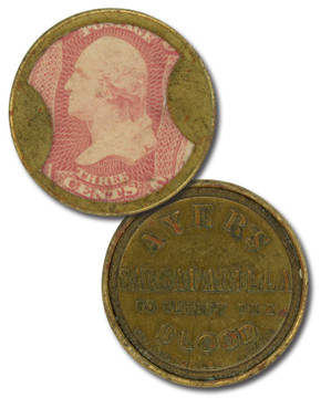 EP15 - 1862 3c Washington, Ayer's Sarsaparilla, Encased Postage