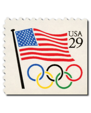2528 - 1991 29c Flag & Olympic Rings