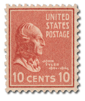 815 - 1938 10c John Tyler, Brown Red, Perf. 11x10.5