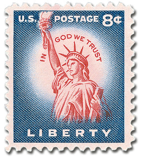 1041 - 1954 8c Liberty Series: Statue of Liberty, Flat Plate