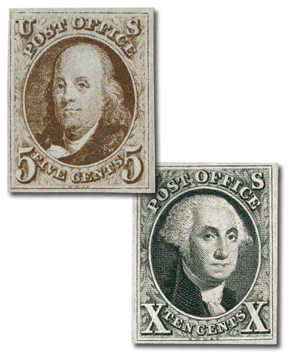 1-2 - 1847 5c Franklin & 10c Washington, First Two Stamps of the United States