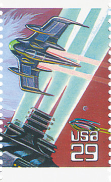2741 - 1993 29c Space Fantasy: Saturn & Spacecrafts - Mystic Stamp