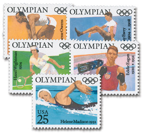 PSA9 キャプテンアメリカ MAR/S89 GOLD STAMP 2499 - 1990 25c Olympians: Eddie Eagan - Mystic Stamp Company