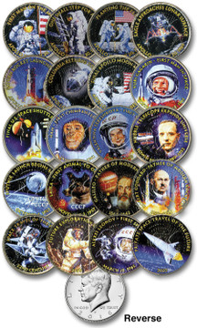 M12485 - Space Coin Collection, Complete Set of 20 US Half Dollar Coins with FREE Album