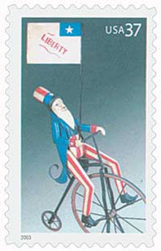 3776 - 2003 37c Uncle Sam on Bicycle