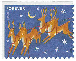 4712 - 2012 First-Class Forever Stamp - Contemporary Christmas: Reindeer in Flight