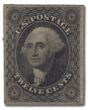 13 - 1855 10c Washington, Green, Type I, Imperf. - Mystic Stamp