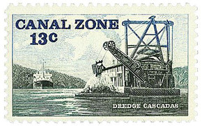 CZ163 - 1976 13c Dredge Cascadas, Multicolored, Canal Zone