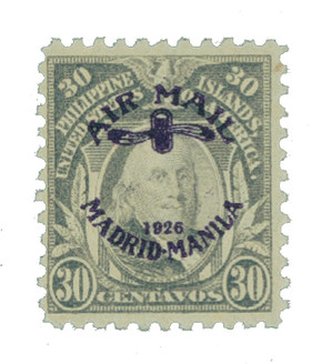 PHC12 - 1926 30c Philippine Islands Airmail, Franklin, Gray, Madrid-Manila Overprint in Violet