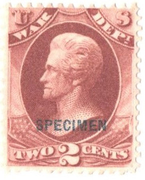 O84S - 1875 2c Official Mail Stamp - War, deep rose O84S - 1875 2c Official Mail Stamp - War, deep rose