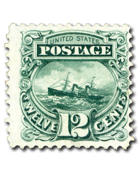 128 - 1875 12c S.S. Adriatic, Green, Hard Paper, No Grill, Perf. 12
