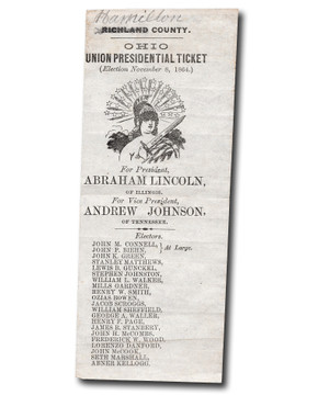 MA1979B - 1864 Ohio Union Presidential Ticket for President, Abraham Lincoln