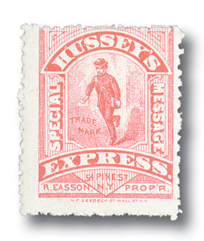 87L75 - 1880 Hussey's Express, Red on Glazed Surface Wove Paper, Type II, Perf. 12