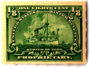 RB20 - 1898 1/8c Proprietary Stamp - Rouletted 5 1/2, yellow green