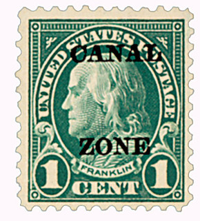 CZ71 - 1924 1c Franklin, Deep Green, Canal Zone Overprint Type A