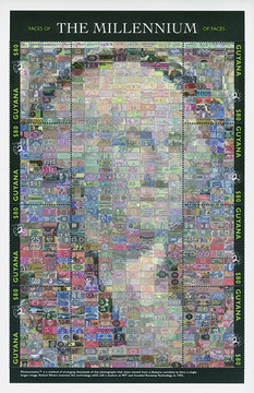 M6229 - George Washington, Faces of the Millennium, Mint Sheet of 8 Stamps, Guyana