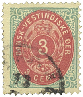 DWI6 - 1874 3c Blue & Carmine, Danish West Indies