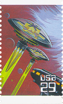 2741 - 1993 29c Space Fantasy: Saturn & Spacecrafts - Mystic Stamp