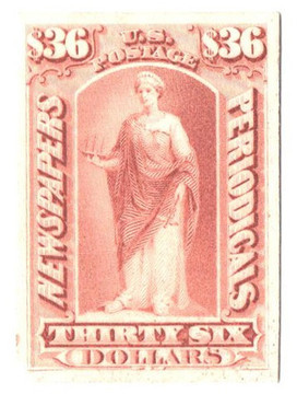 PR77P4 - 1879 $36 Newspaper & Periodical, Indian Red, Plate Proof on Card, India Paper