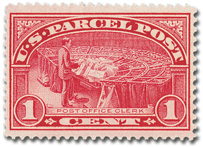 Q1 - 1913 1c Parcel Post, Post Office Clerk
