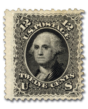 107 - 1875 12c Washington, Black, Perf. 12