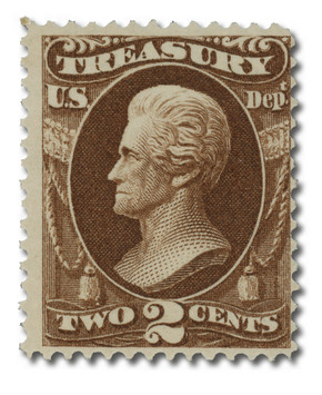 O73 - 1873 2c Treasury Department Official, Brown, Hard Paper