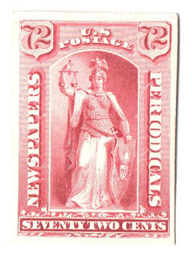 PR68P4 - 1879 72c Newspaper & Periodical, Red, Plate Proof on Card