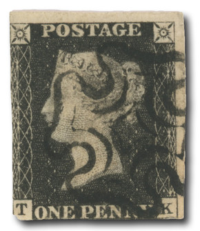 BLACK1xx - 1840 Penny Black, 2-3 Margins with Presentation Folder