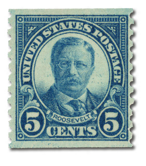 602 - 1924 5c Theodore Roosevelt, Dark Blue, Perf. 10 Vertically