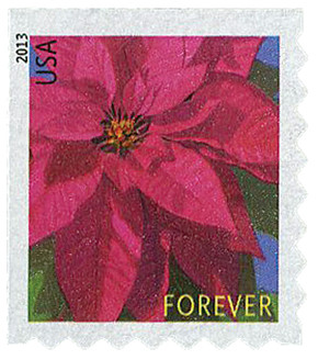 4821 - 2013 First-Class Forever Stamp - Poinsettia (Avery Dennison)