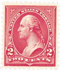 266 - 1895 2c Washington, Carmine, Double Line Watermark, Type II