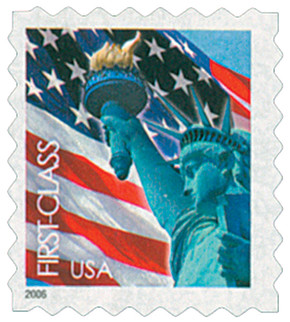3979 - 2006 39c Lady Liberty & Flag, Vertical Perf. 9.75 - Mystic