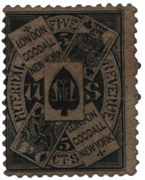 RU8b - 1871-77 5c Goodall, London, New York, Black, Silk Paper