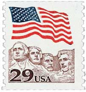 2523 - 1991 29c Flag over Mount Rushmore