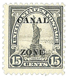 CZ78 - 1924 15c Statue of Liberty, Gray, Canal Zone Overprint Type A