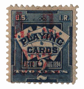 RF4 - 1902 2c Playing Card Stamp, Deep Blue, Double Line Watermarked, Perf. 12